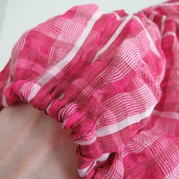 MADEWELL Plaid Puff Sleeve Top in Azalea Plaid Boho Preppy - Size M - Picture 8 of 14